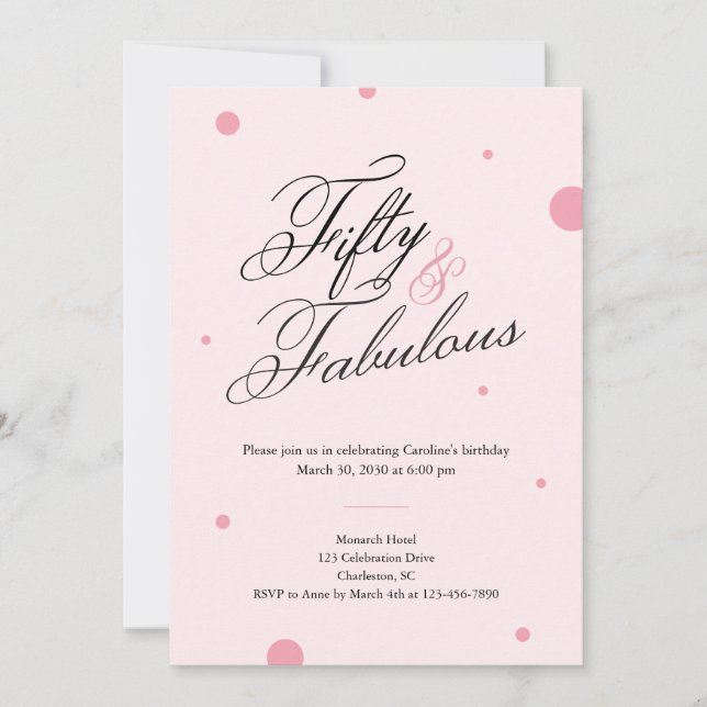 Convites 50 & Fabulous Script 50th Birthday Invitation (Frente)
