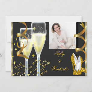 Convites 50 & Fantástico Elegante Champagne Sapatos Dourado