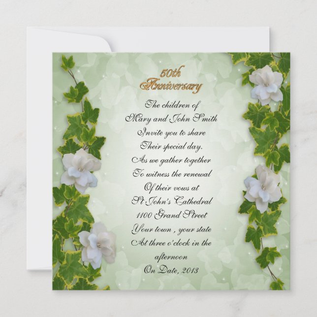 Convites 50.o aniversário da renovação da viveiros e jardin (Frente)