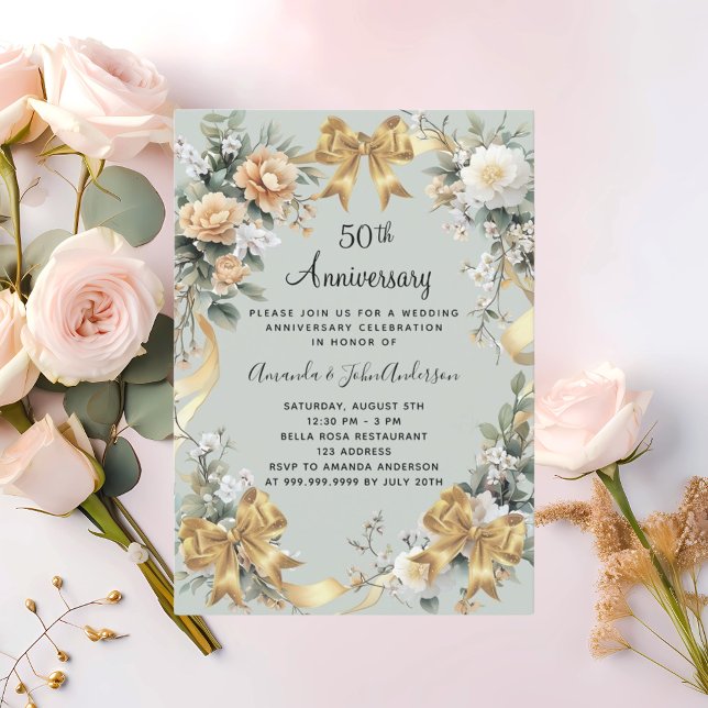 Convites 50.o aniversário do casamento - arcos de ouro amar (Criador carregado)