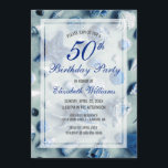 Convites 50.o Aniversário do Costeiro Azul<br><div class="desc">Convide seus 50 festas de aniversário convidados em estilo com este convite de aniversário inspirado na costa. Este modelo design apresenta um padrão de fundo de conchas brancas e azuis. Atop é uma camada branca opaca com os detalhes do seu partido para personalizar. A parte traseira da placa tem um...</div>