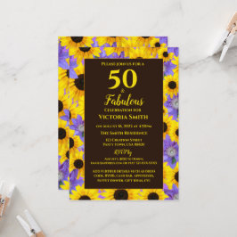 Convites 50 personalizado e fabuloso Amarelo e Roxo Floral