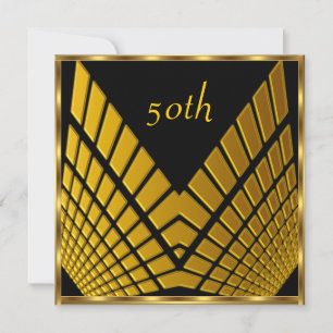 Convites 50a festa de aniversário Dourado Ouro 1
