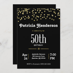 Convites 50th Aniversário com ouro de brilho