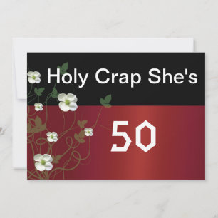 Convites 50th aniversário engraçado, flores brancas,