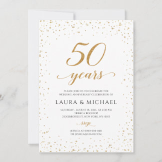 Convites 50th Anniversary Invitation, Gold Wedding Invites
