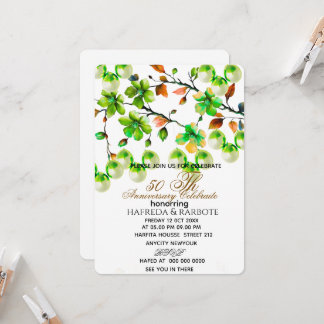 Convites 50th Anniversary Invitation, Greenery Wedding Anni
