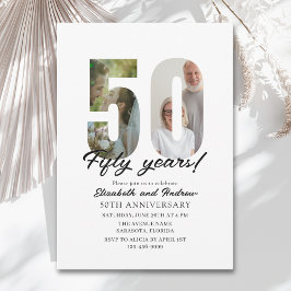 Convites 50th Anniversary with Photo Minimalist