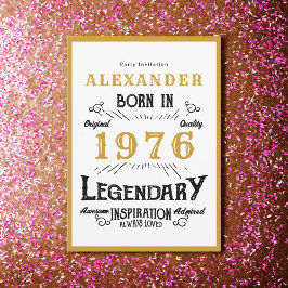 Convites 50th Birthday Born 1976 White Gold Legend