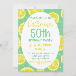 Convites 50th Birthday Invitation, Lemon and Green Motif