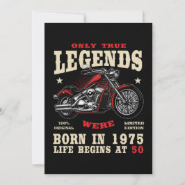 Convites 50th Birthday Man Biker Motorcycle Chopper 1975