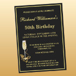 Convites 50th Birthday Party Elegant Black Gold Invitation<br><div class="desc">This elegant birthday party invitation features the lovely touches of gold filigree and the champagne glass as the added touch and there is much to personalize to make appropriate for your own event. A trendy, modern 50th (or any age) birthday party invitation card for the special gentleman. Any design questions,...</div>