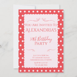 Convites 50th Birthday Party Pink Red Modern Invitation