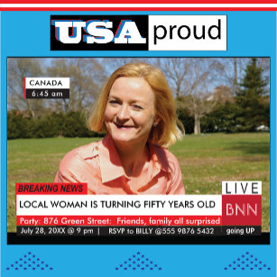 Convites 50th Birthday Womens Humor Breaking News TV