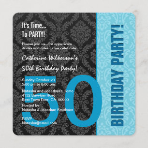 Convites 50th Do teste padrão moderno da cor do aniversár