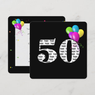 Convites 50th Festa de aniversário com grupo do balão