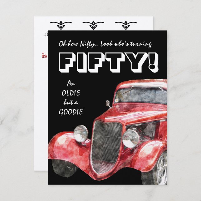 Convites 50th Festa de aniversário para auto mecânicos do (Frente/Verso)