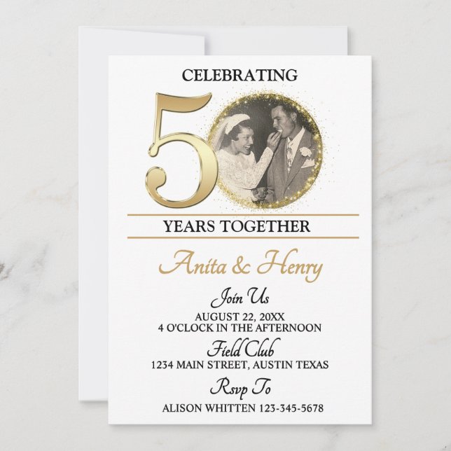 Convites 50th Milestone Anniversary Party Invitation (Frente)