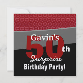 Convites 50th O branco vermelho do preto do aniversário da