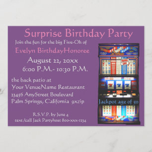 Convites 50th Slot machine do casino da festa de