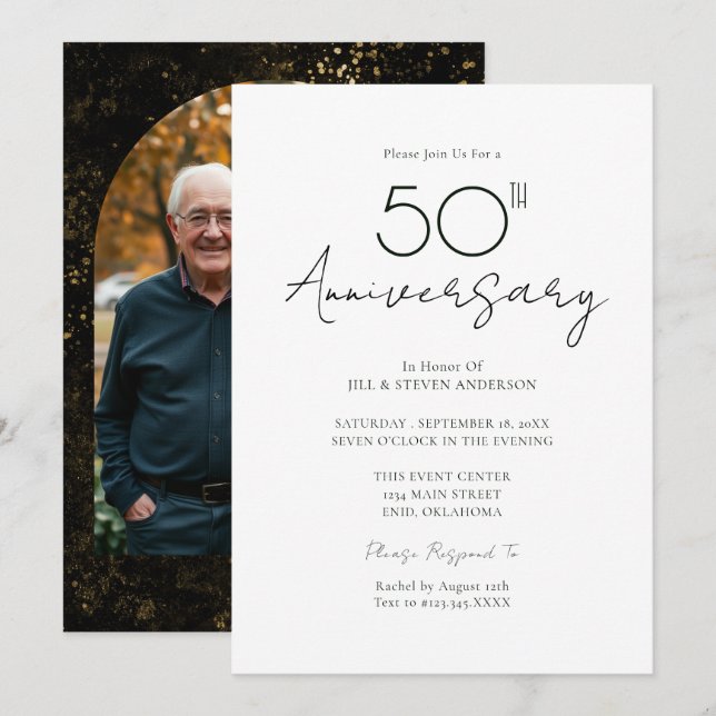 Convites 50th Wedding Anniversary Photo (Frente/Verso)