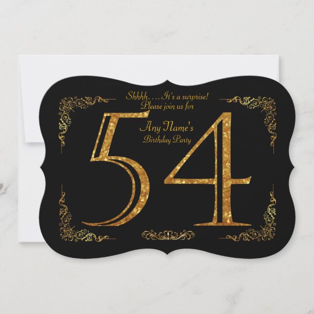 Convites 54th, Gatsby da festa de aniversário 54th, grande, (Frente)