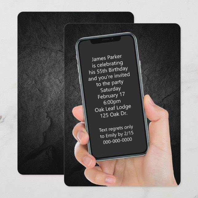 Convites 55ª Mensagem de Texto de Festa de aniversário (Frente/Verso)