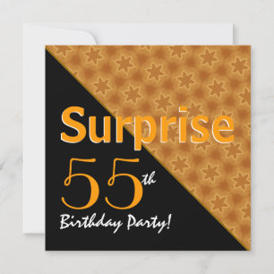Convites 55º aniversário surpresa preto e Dourado diagnó