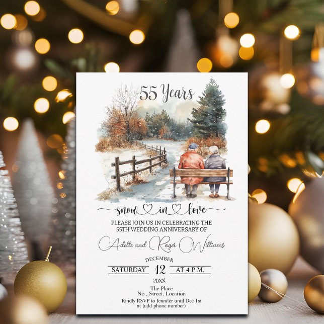 Convites 55th Wedding Anniversary Winter Landscape Romantic (Criador carregado)