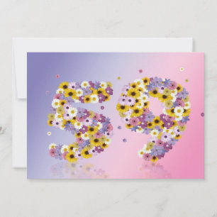 Convites 59.a Festa de aniversário, com letras floridas