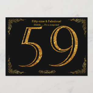 Convites 59.a Festa de aniversário,Gatsby styl,dourado pre