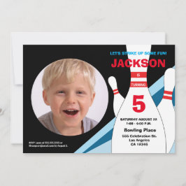 Convites 5 aniversário boliche festa azul vermelho