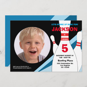Convites 5 aniversário boliche festa azul vermelho