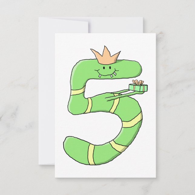 Convites 5 Aniversário Cartoon, verde. (Frente)