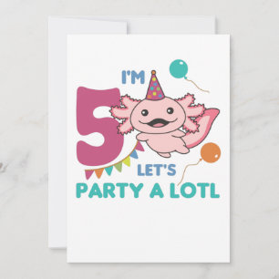 Convites 5 Birthday Axolotl, 5 anos, Sweet Axolotls
