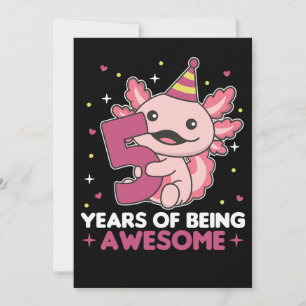 Convites 5 Birthday Axolotl, 5 anos, Sweet Axolotls