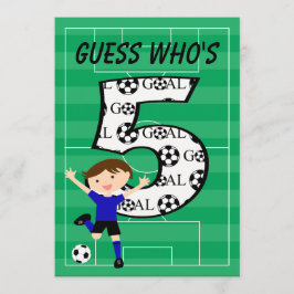 Convites 5 Birthday Blue e Black Soccer Goal v2