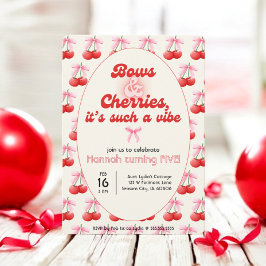 Convites 5 Birthday Coquette Cherries Arcos Bubble Letters