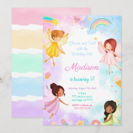 Convites 5 Birthday Ouro Fairy Party