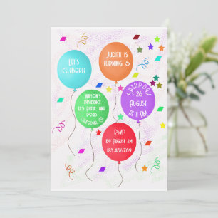 Convites 5, contando balões coloridos