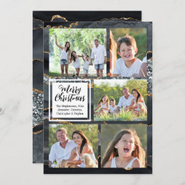 Convites 5 Fotos de Natal Dourado Preto