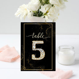 Convites 5 Números de Mesa Imprimíveis de Diamante Elegante