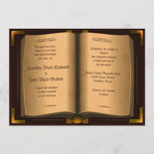 Convites *5" x 7" casamento antigo do livro do couro do