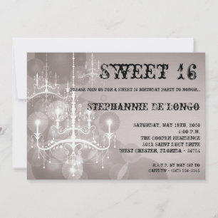 Convites 5 x 7 Silver Chandelier Sweet 16 Aniversário Conv