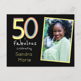 Convites 5O e Fabuloso Aniversário do Arco-Íris Amarelo Ama