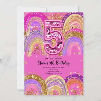 Convites 5th Birthday Girls Invitation