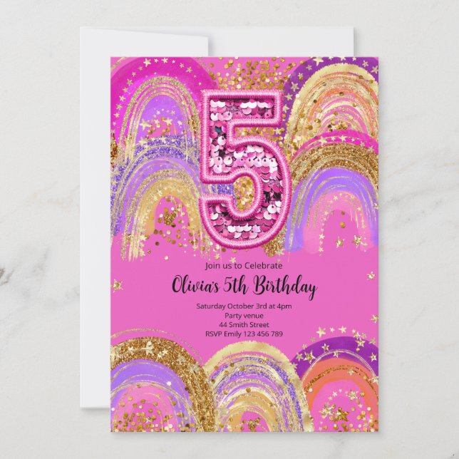 Convites 5th Birthday Girls Invitation (Frente)