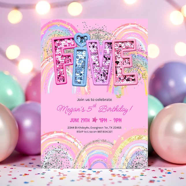 Convites 5th Birthday Rainbow Invitation (Criador carregado)