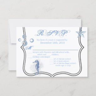 Convites 5x3,5 R.S.V.P. Card Seacavalo Sea Ocean Beach