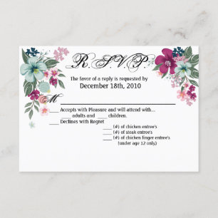 Convites 5x3,5 R.S.V.P. Flor tropical em branco